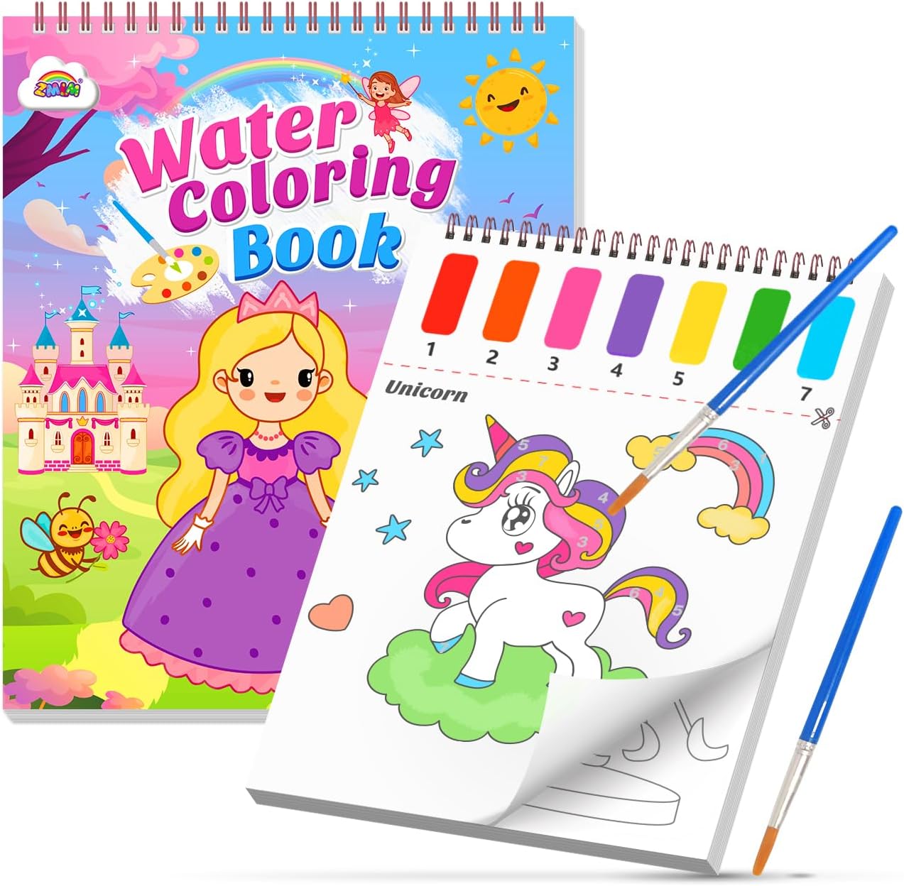 ZMLM paint with water coloring book princess edition front cover