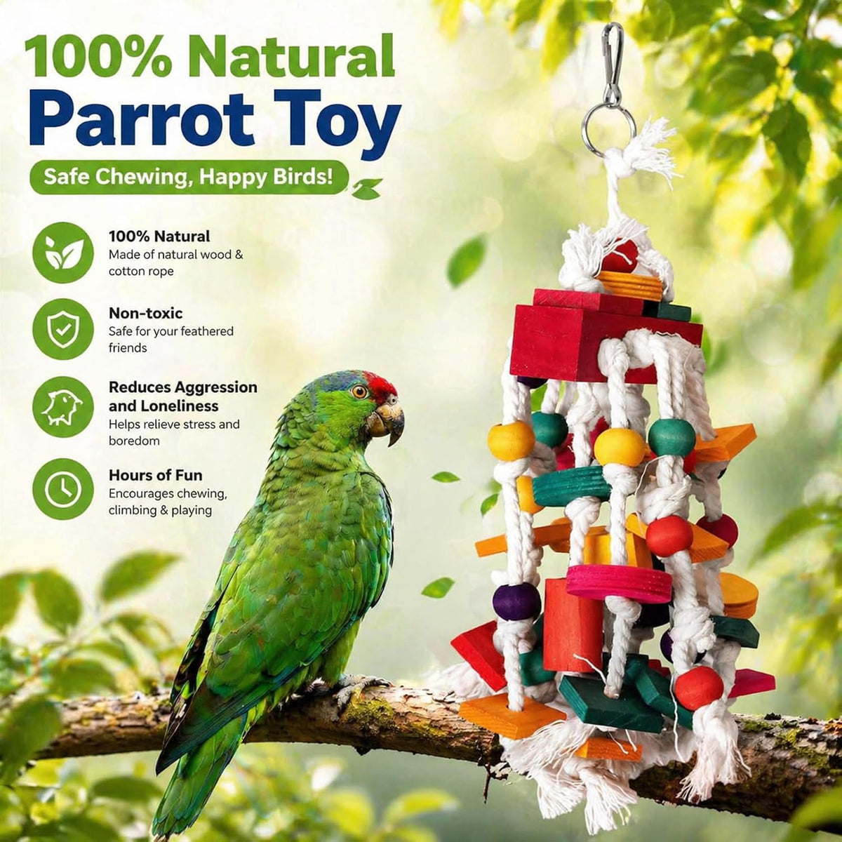 Durable bird chewing accessories designed for parakeets and cockatiels