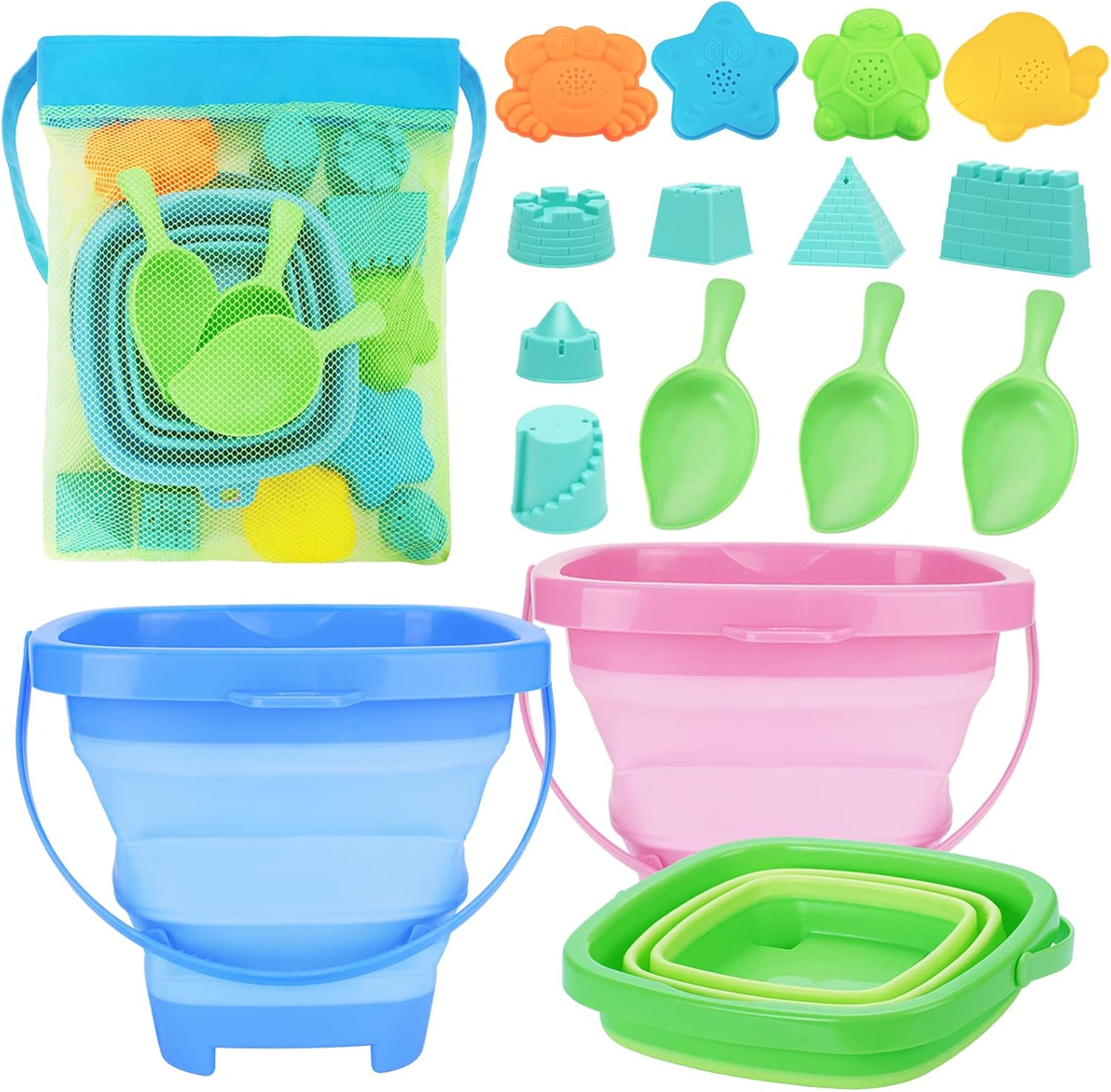 Racpnel collapsible beach buckets set front view