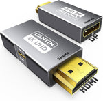 UANTIN HDMI to DisplayPort active adapter front view showing male connector and sleek grey metal alloy housing.