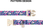 Lionet Paws floral collar metal D-ring detail