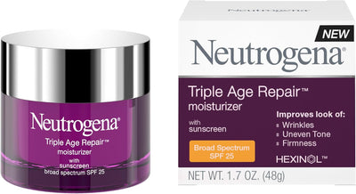Neutrogena Triple Age Repair Face Moisturizer - with Hexinol Technology & Vitamin C, Anti-Wrinkle Face Cream with SPF 25, Visibly Reduces Wrinkles & Firms Skin, 1.7 oz - Image 1
