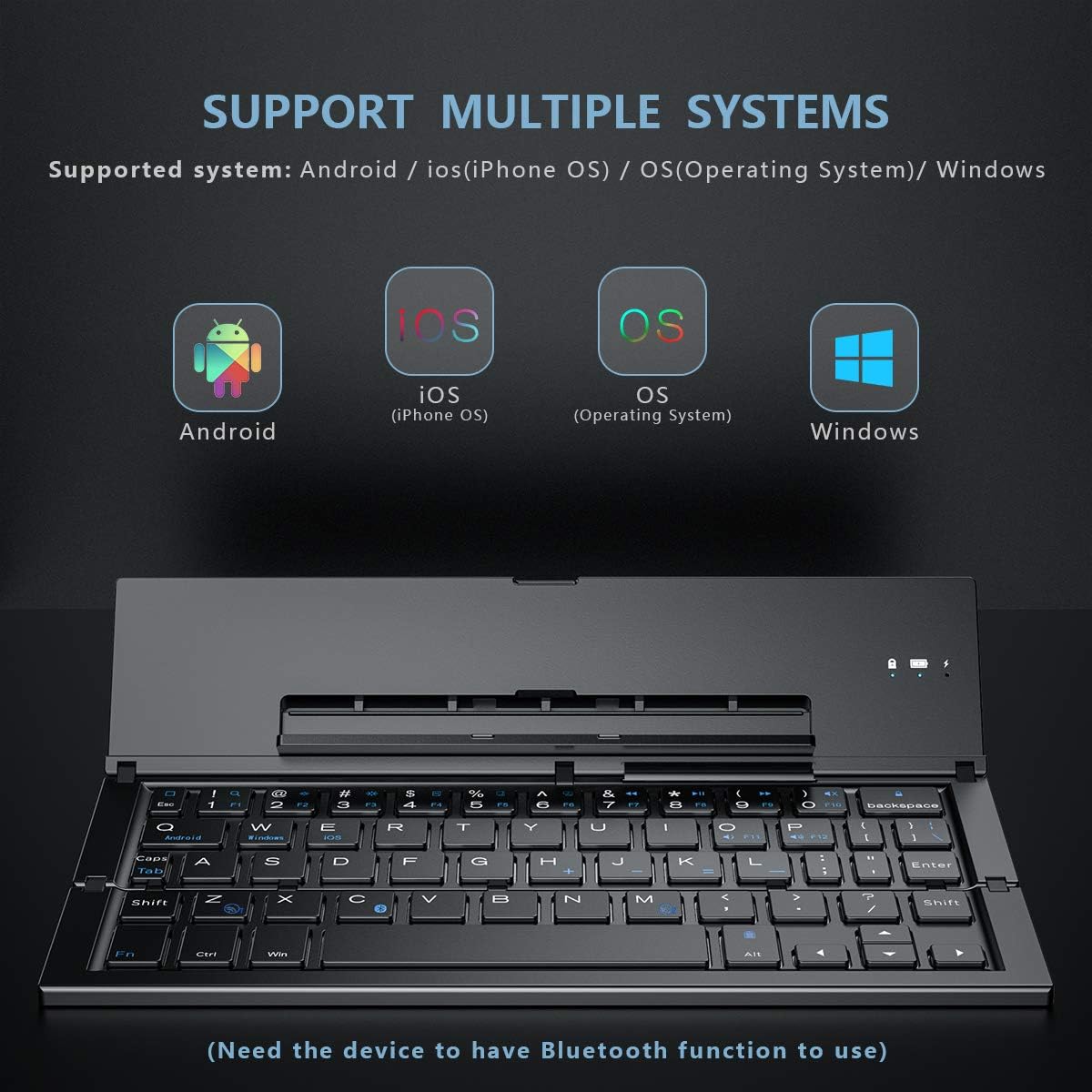 Geyes foldable bluetooth keyboard folded pocket size profile