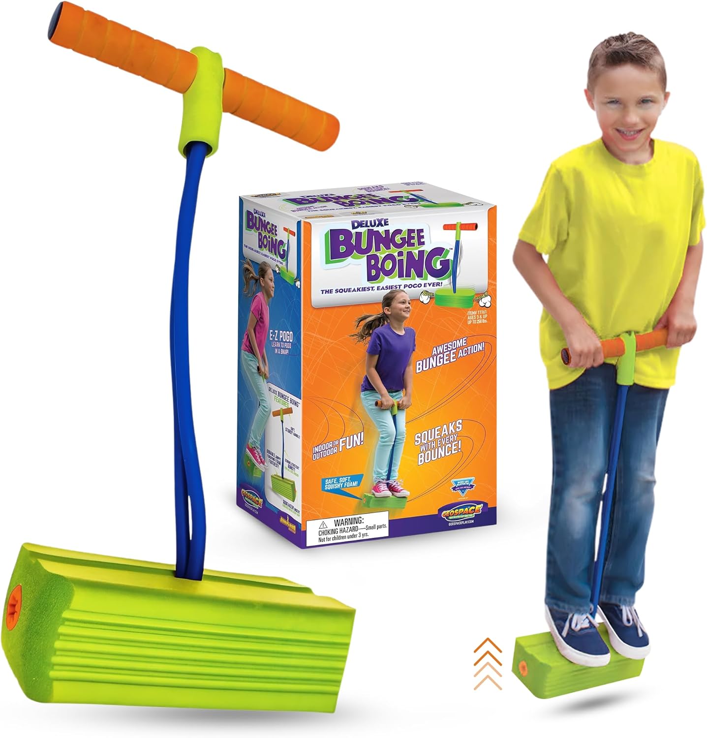 Geospace Jumparoo Deluxe Bungee Boing front view kids foam pogo stick