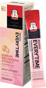 Jung Kwan Jang Everytime Korean Red Ginseng Extract Grapefruit front view vegan energy supplement.