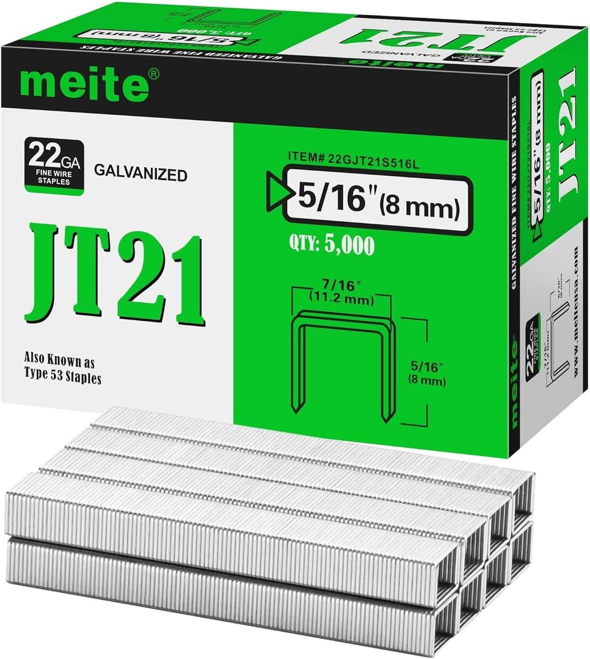 meite JT21 Staples, 1/4 Inch Galvanized Fine Wire Staples for Staple Gun - 1,600 Counts, 7/16" Crown JT21 Staple Refill, Ideal for Upholstery, Crafts, Furniture - Image 10