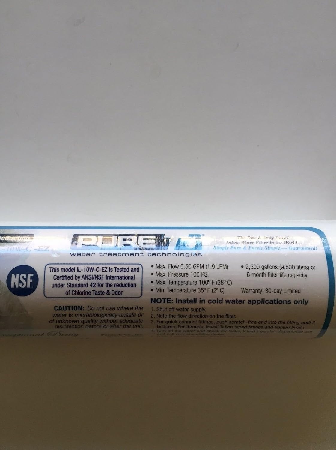 PureT inline water filter quick connect fittings closeup