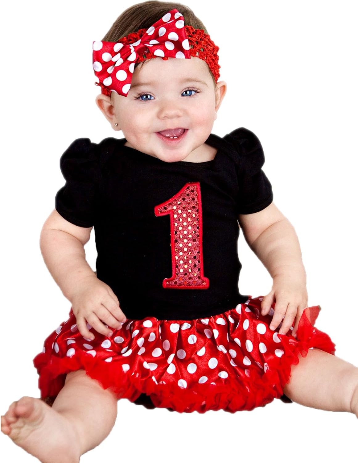 Petitebella red sequins 1st baby dress front view partywear