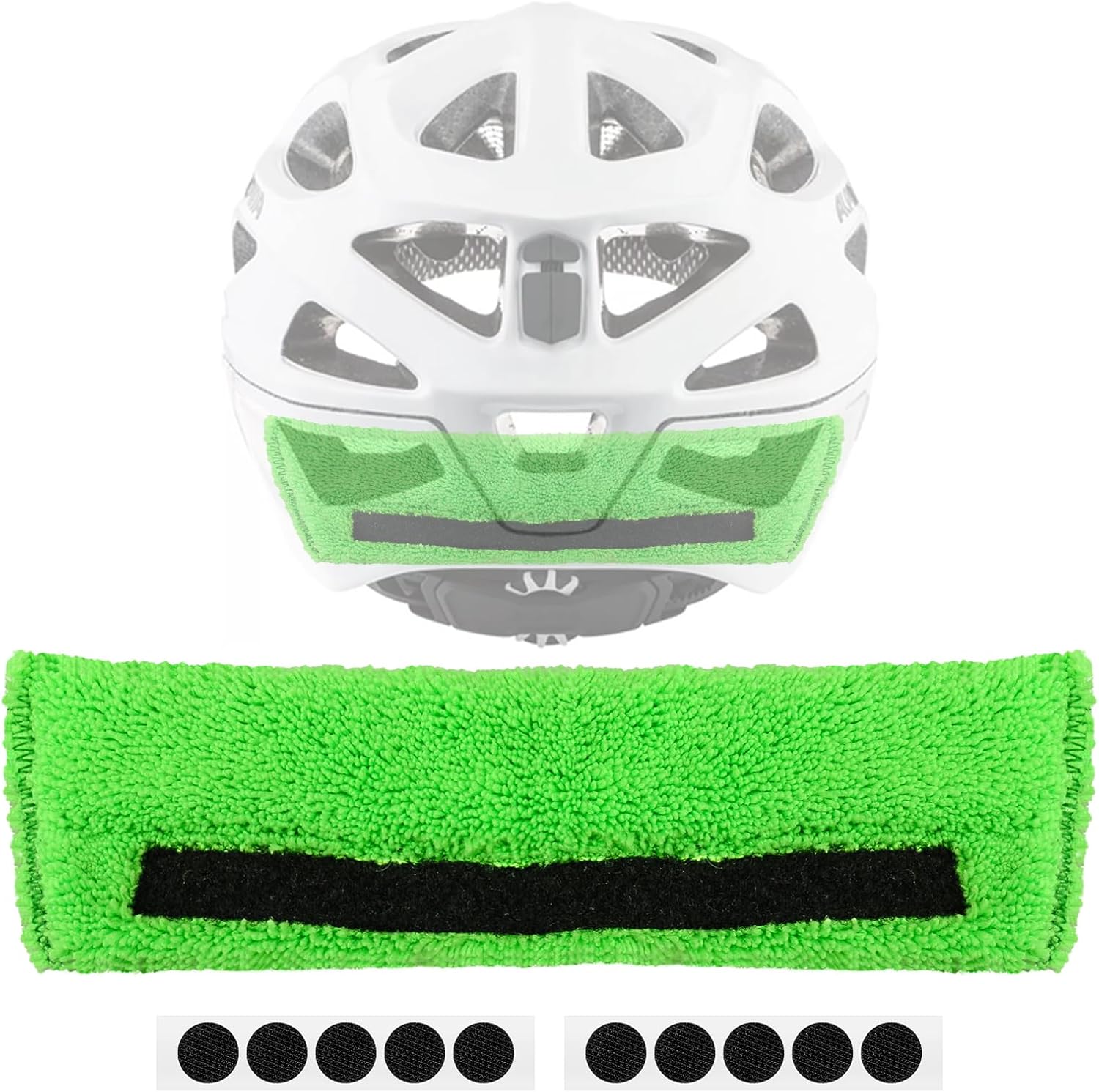 ERETOW bike helmet sweatband green front view showing absorbent fabric texture.
