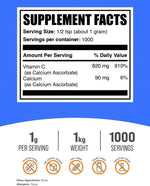 Buffered Vitamin C powder supplement container nutritional facts view.