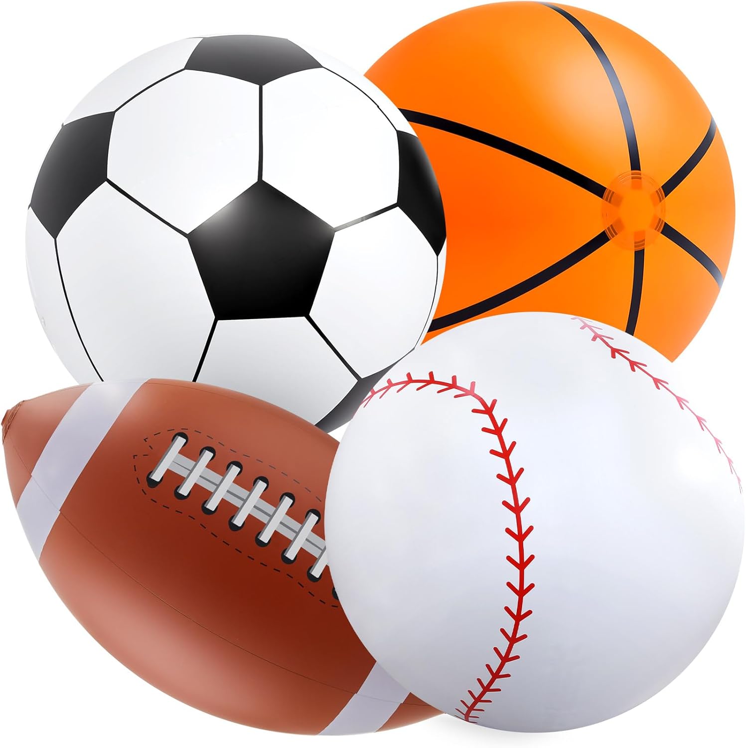 Lewtemi giant inflatable sports balls front view showcasing four piece set for party games