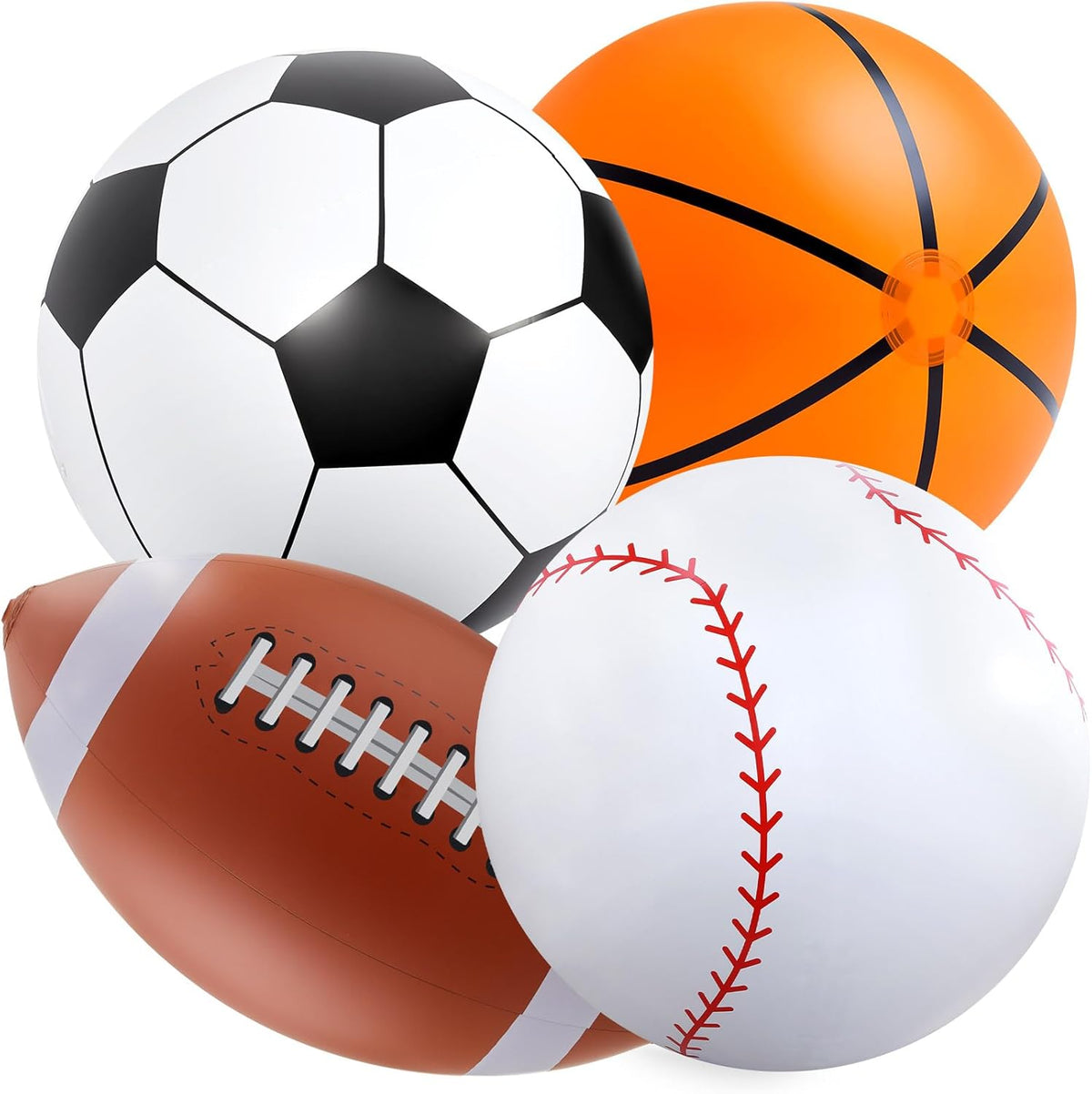 Lewtemi giant inflatable sports balls front view showcasing four piece set for party games