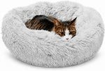 Whiskers & Friends Cat Beds for Indoor Cats, Fluffy Calming Donut Cat Bed, Small Dog Bed Washable - Orthopedic Soft Plush Pet Beds Sized for Kitten to Large Cats & Puppy to Small Dogs - Navy Grey 20'' - Image 11