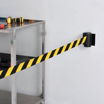Global Industrial commercial safety barrier showing locking receiver mechanism