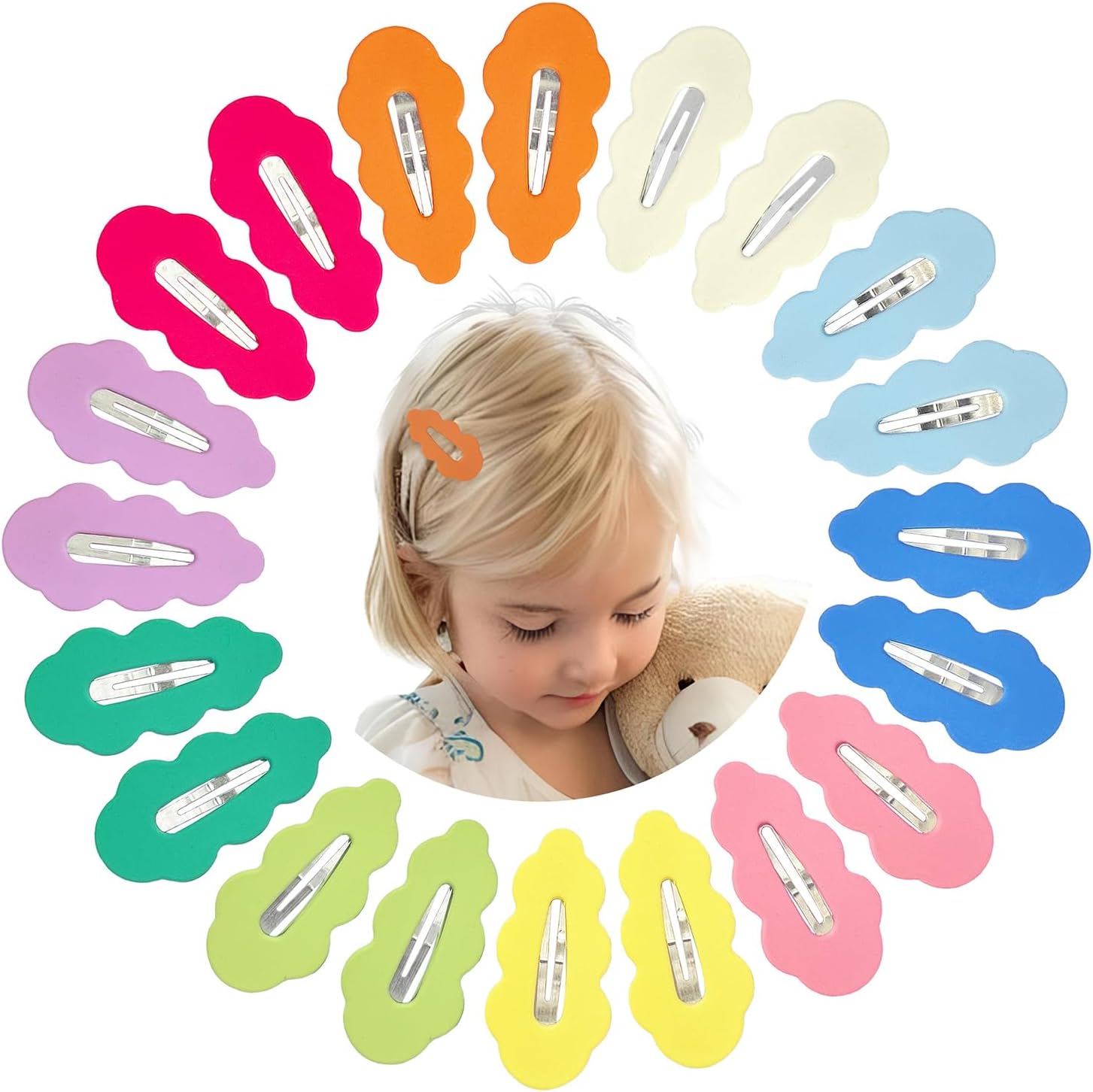 Elemirsa candy colored cloud snap hair clips set of 40 pieces