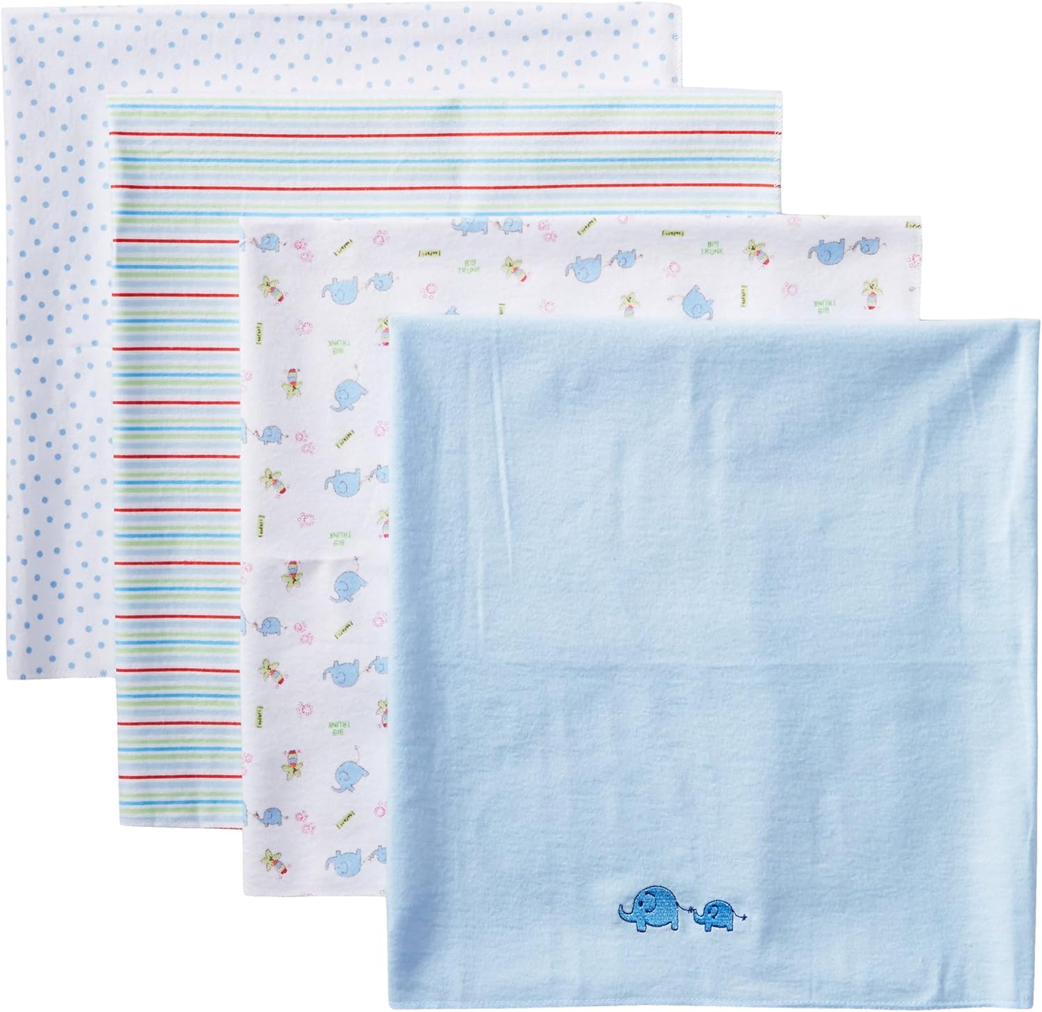 Spasilk baby 4 pack cotton flannel receiving blankets front view