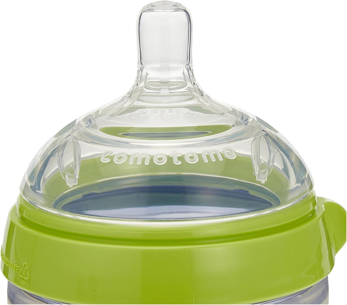 Comotomo baby bottle components disassembled for washing