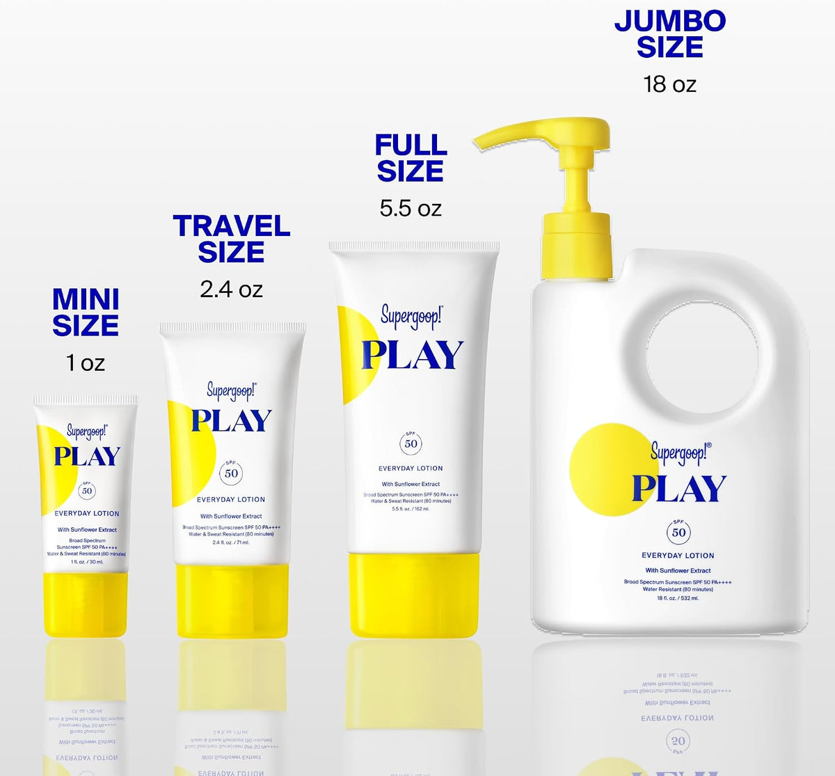 Supergoop! broad spectrum sunscreen full product arrangement