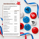Authentic USA imported M&M'S patriotic candy in a glass bowl