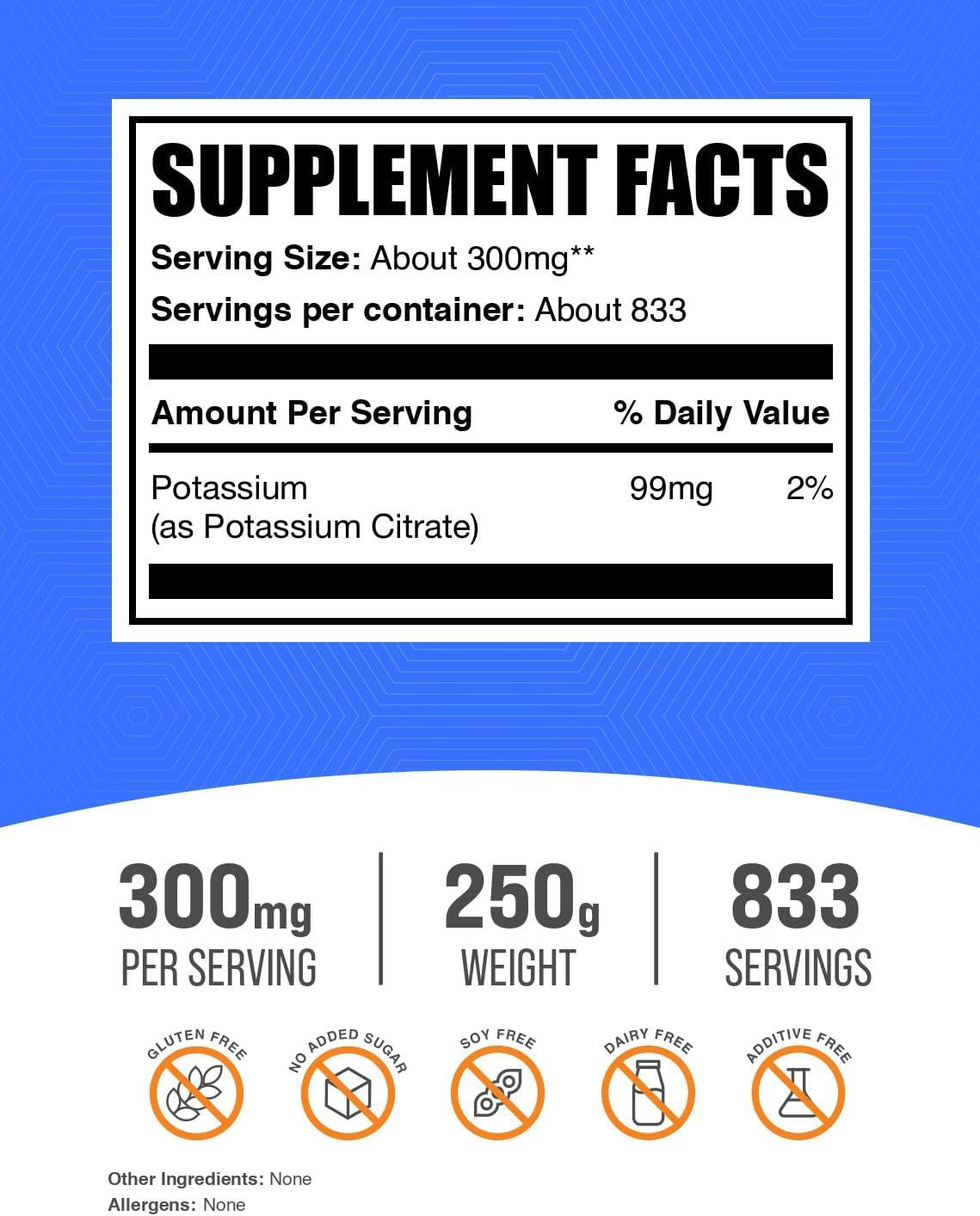 BulkSupplements unflavored electrolyte powder mineral support nutrition facts label