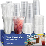 Voatree 110 Pack 16 Ounce Clear Plastic Cups Front View