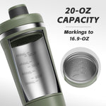 Prochain fitness shaker cup with detachable powder storage compartment