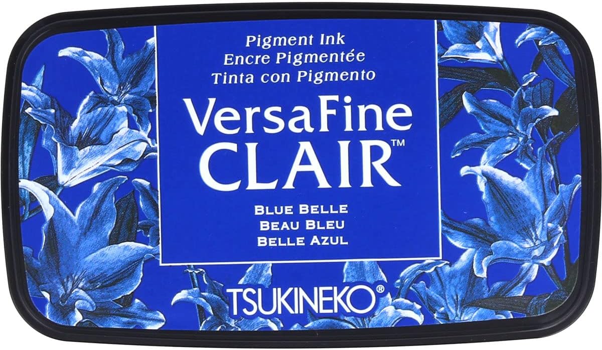 Tsukineko VersaFine Clair full size ink pad Blue Belle front view stamp pad