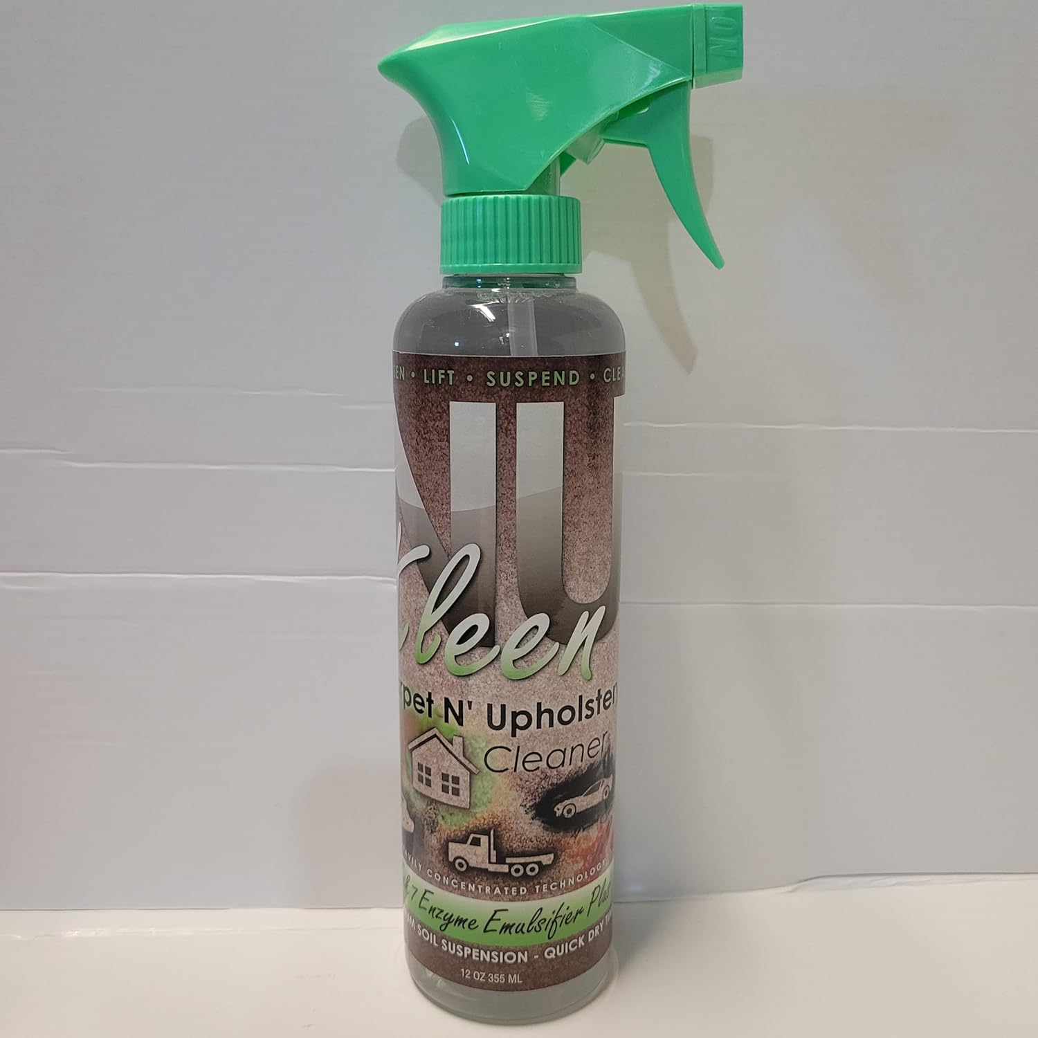 NuKleen Carpet N Upholstery Cleaner and Stain Remover 12 fluid ounces bottle front view