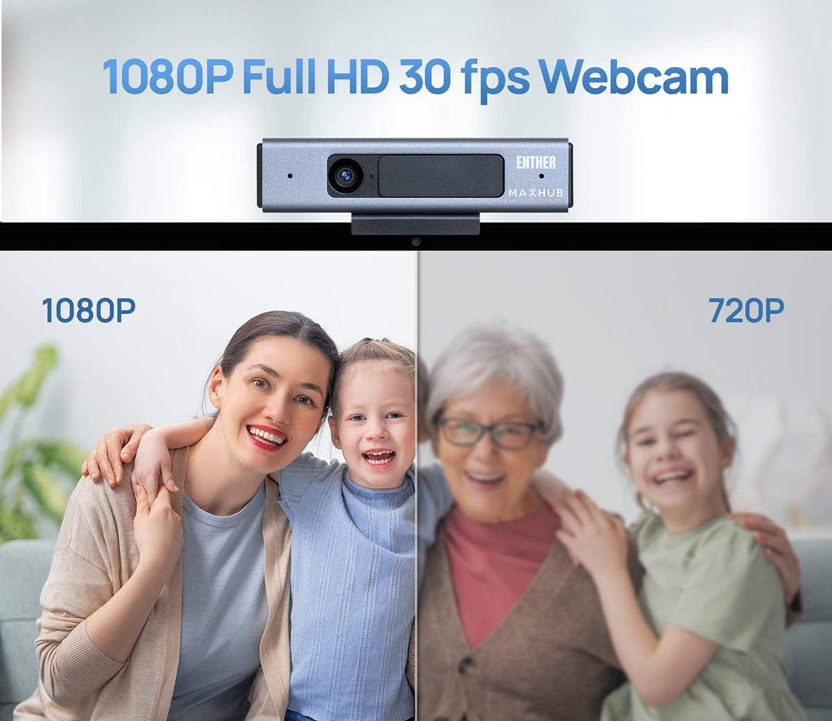 Enther Webcam HD 1080P with Microphone,Business Web Camera,Laptop Desktop Full HD Web Computer Camera,Plug and Play,for Zoom/Skype/Teams, Video Conferencing, Teaching, Streaming, and Gaming - Image 2
