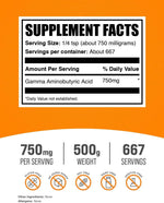 BulkSupplements GABA powder supplement facts label