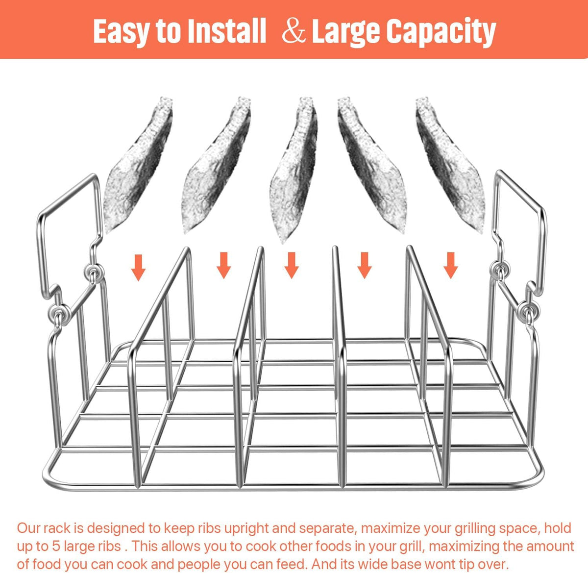 Heavy duty 2-handle grill rack in smoker