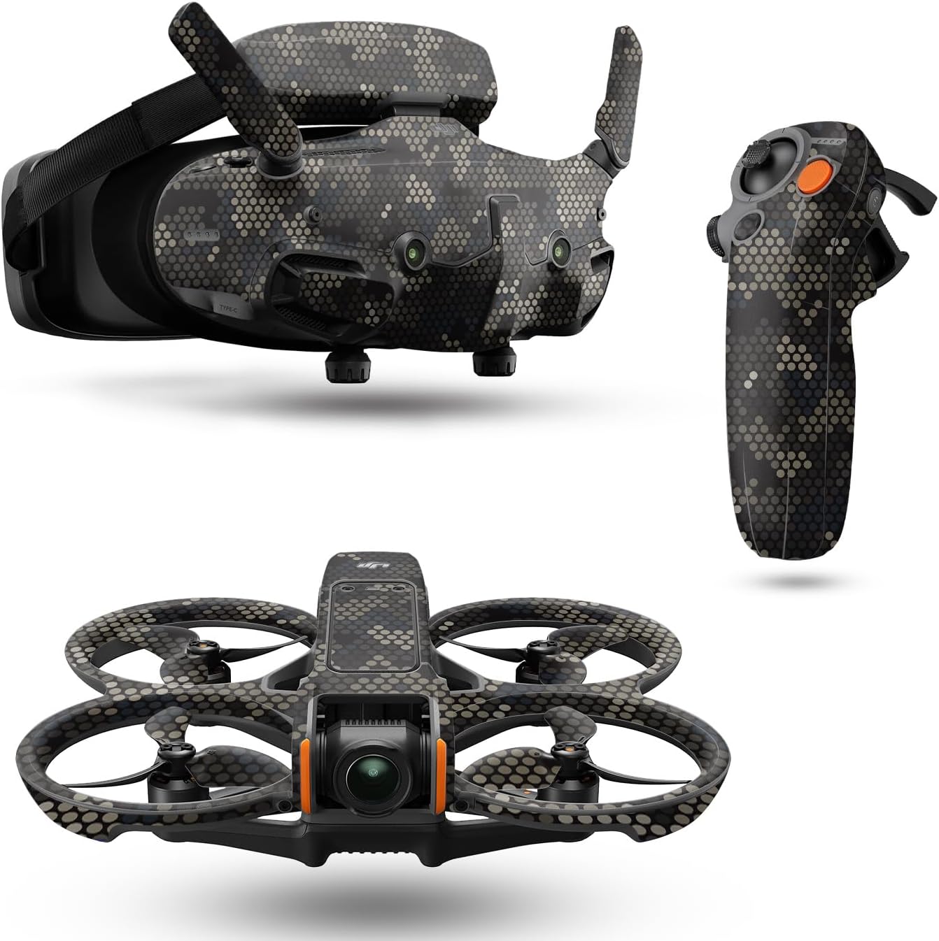 MightySkins drone skin compatible with DJI Avata two front view camouflage pattern protection wrap