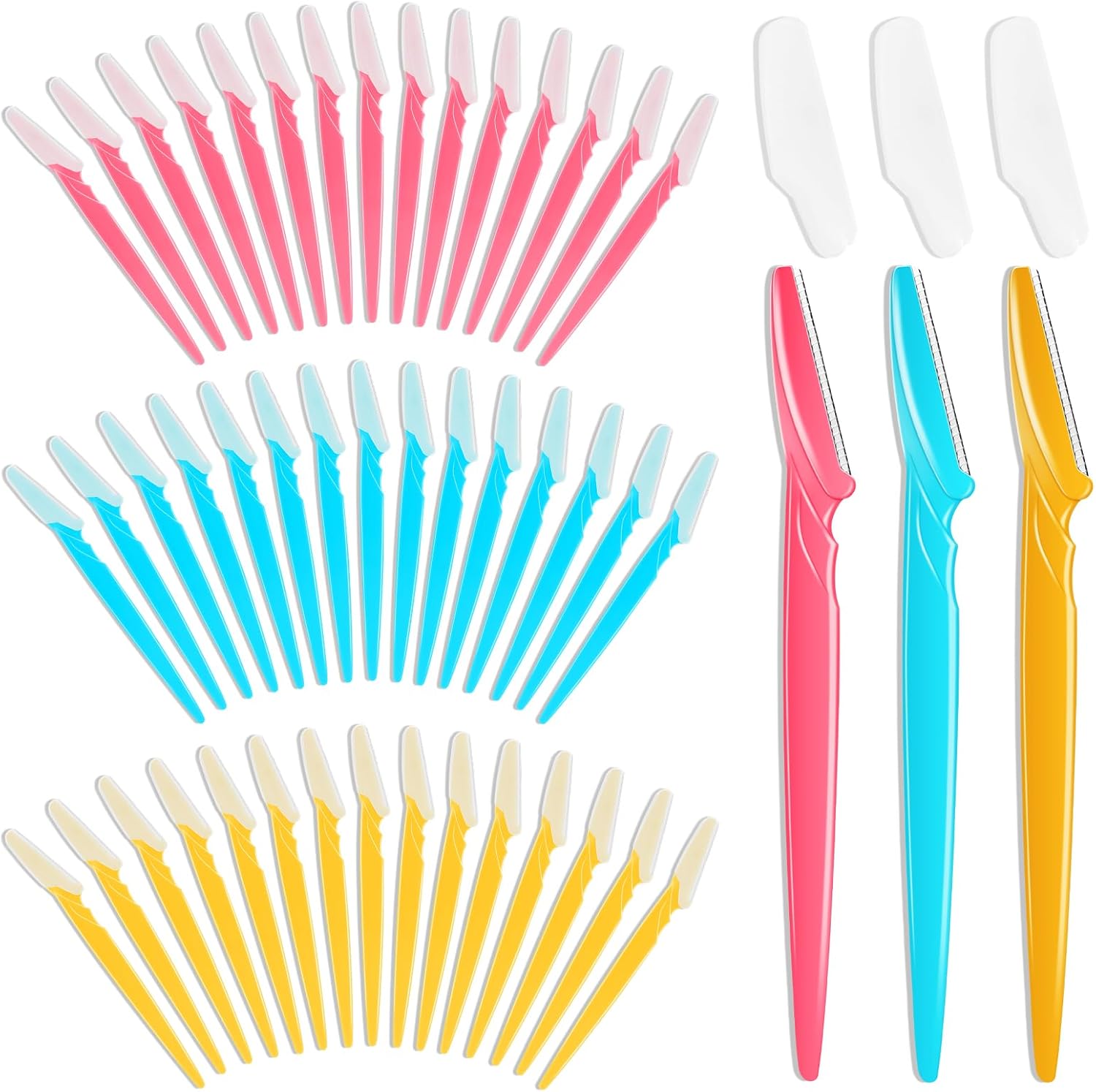 NICEMOVIC 66 piece dermaplane razor set front view showing multicolor eyebrow razors