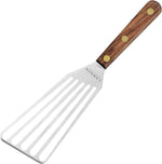 Lamson slotted fish spatula front view showing stainless steel blade