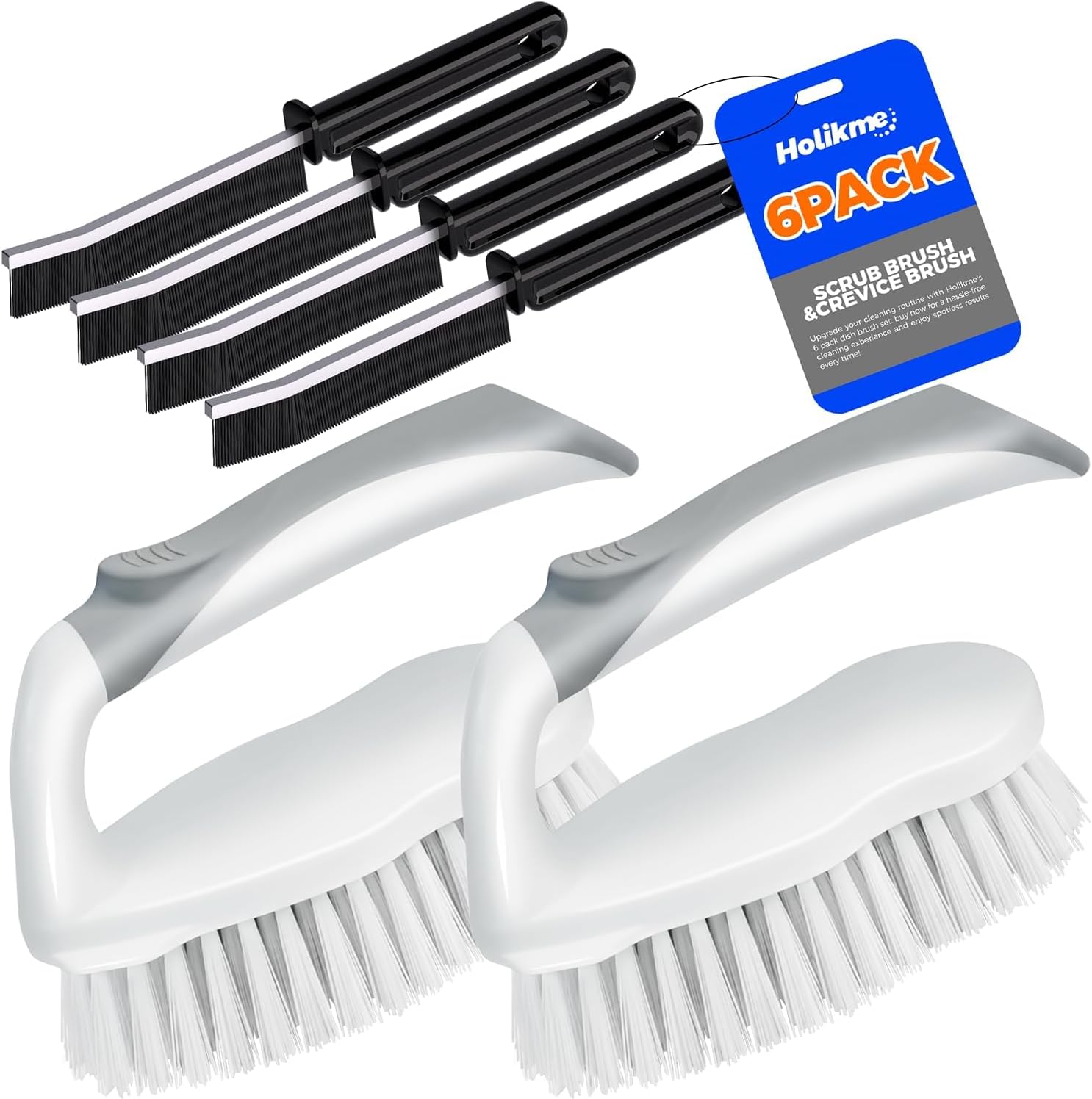 Holikme heavy duty scrub brush six pack set front view