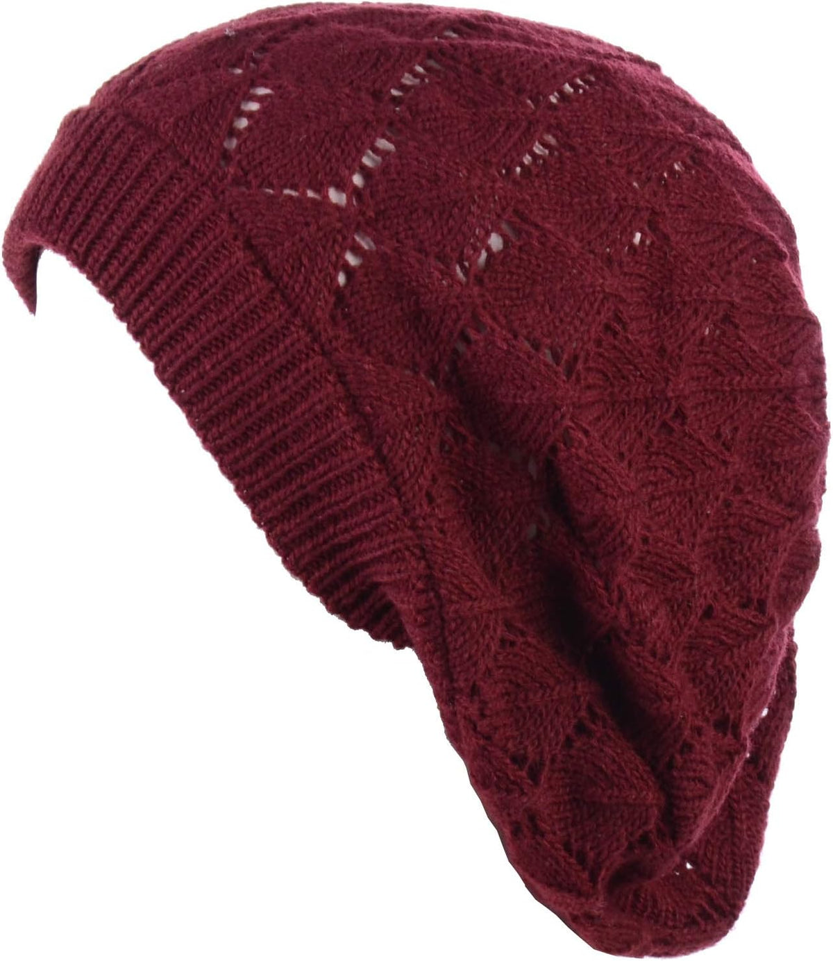 BSB open weave mesh beanie styled as a Parisian beret