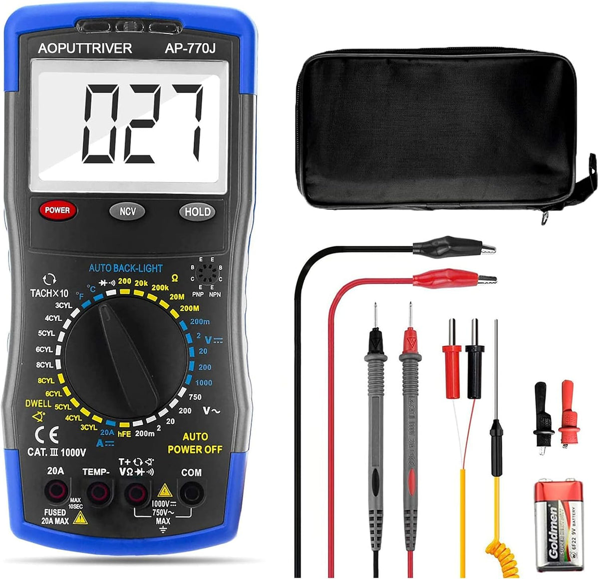 AOPUTTRIVER digital multimeter automotive engine analyzer front view