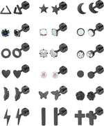 Staligue 18 Pairs Flat Back Earrings Set -Hypoallergenic 20G Surgical Steel | 18 Pairs Flat Back Earrings, 20G 0.8mm Surgical Steel Studs, Hypoallergenic Nickel Free, Cartilage Lobe Piercing Jewelry - Image 10