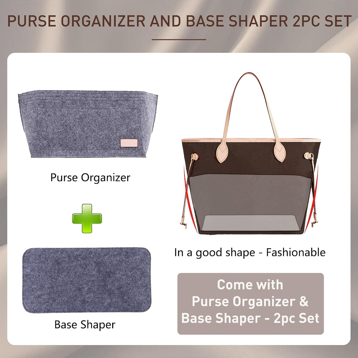 Doxo handbag organizer insert with zipper pocket detail