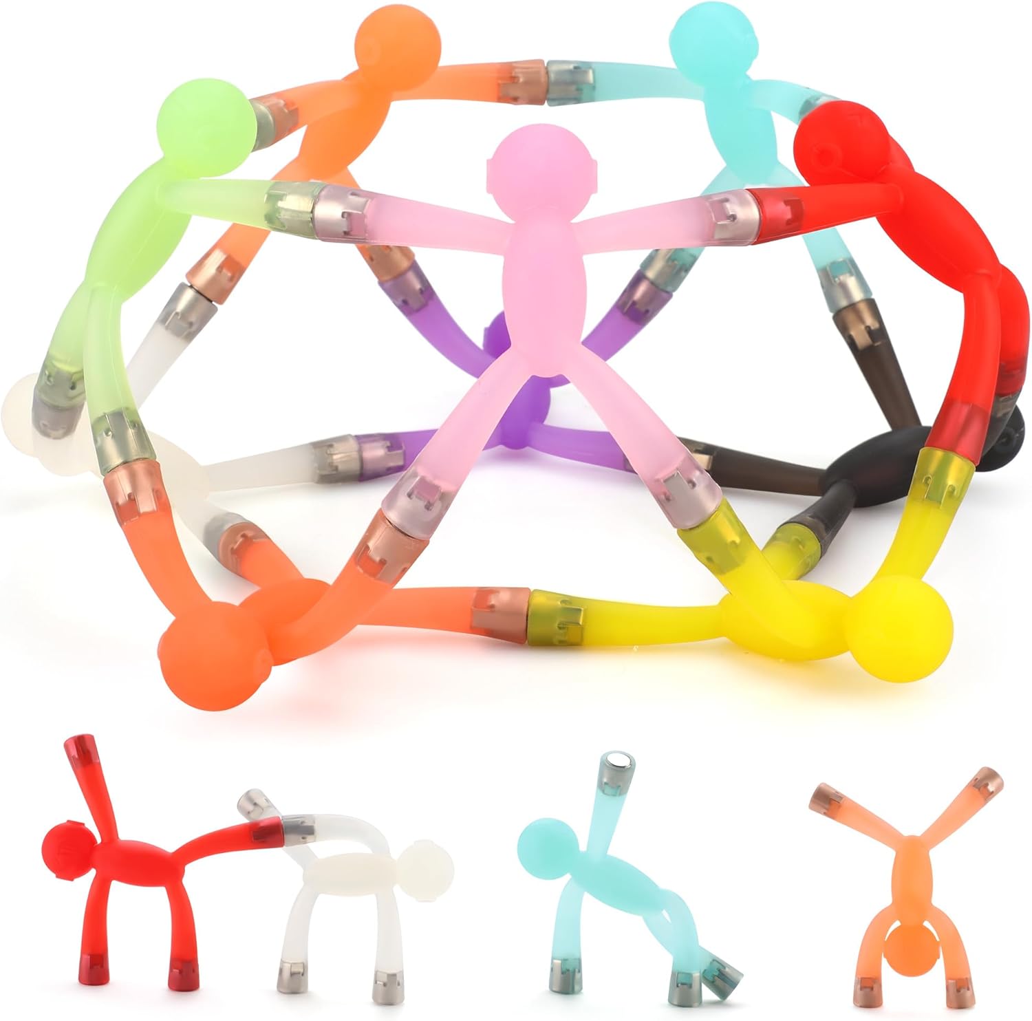 Boxgear Magnet Men ten piece magnetic travel toys front view showing colorful translucent figures.