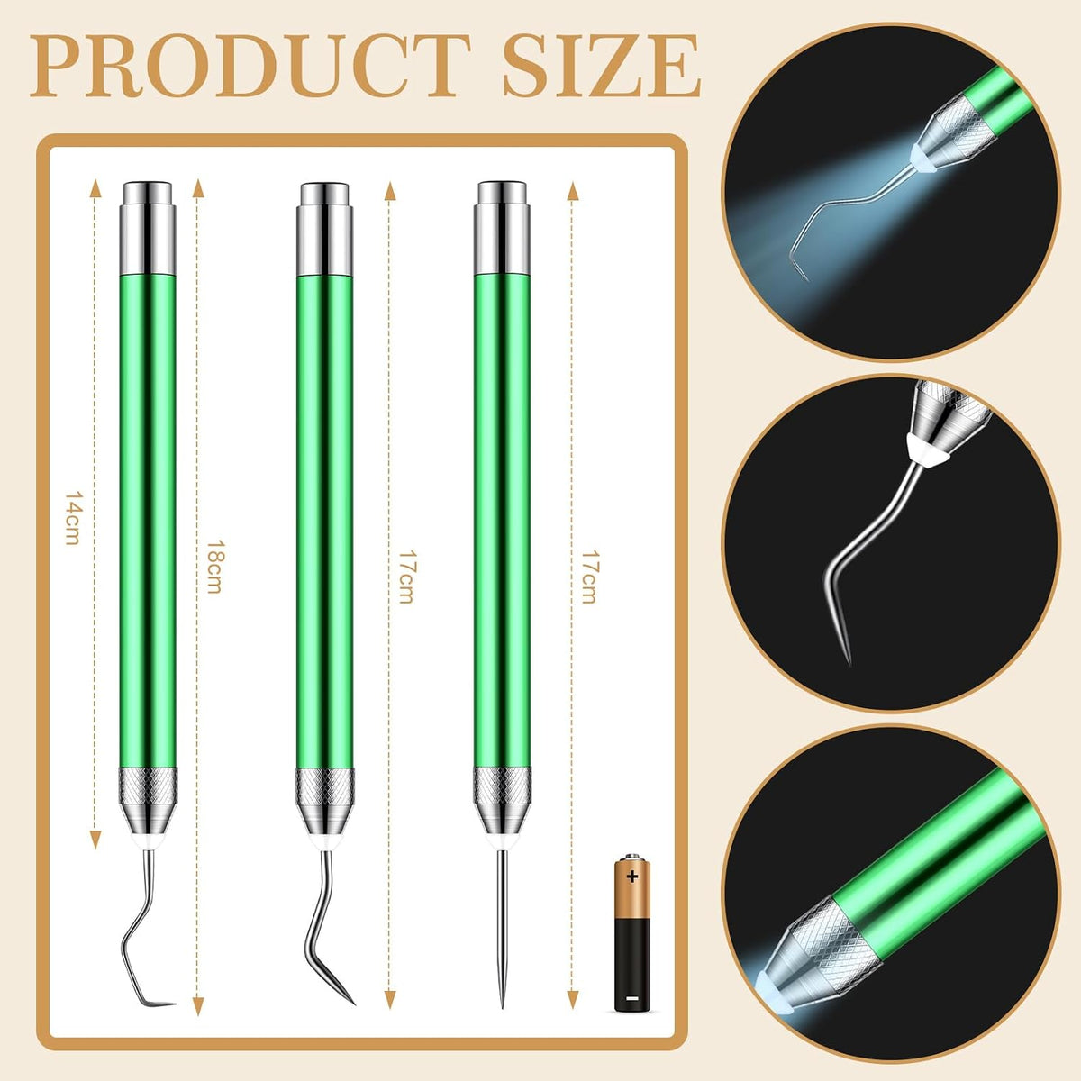 Therwen craft weeding hooks and needle set closeup