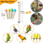 Top angle showing the secure metal installation clip attaching the bird playground toy to cage bars