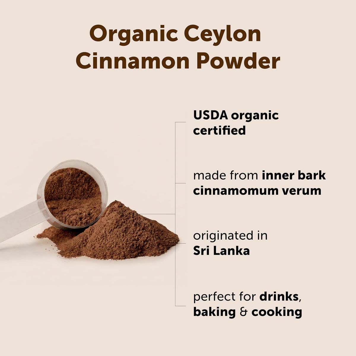 Micro Ingredients Ceylon cinnamon powder scoop and fine texture closeup