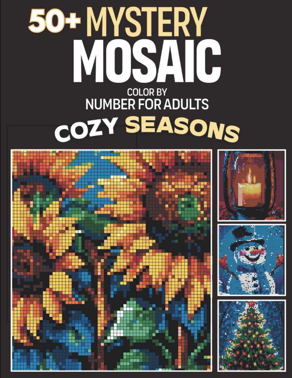 50+ Mystery Mosaics Color-By-Number for Adults: Cozy Seasons Coloring Book for Relaxation and Mindfulness - Includes Squares, Circles, and Triangles (Manatee Mystery Mosaic Collection) - Image 1