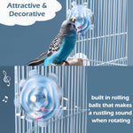 Colorful parakeet toys wheel cage attachment buckle detail