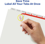 Three hole punched plastic binder dividers close up