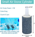 Aquaneat cylindrical grey air stones connected to standard 3/16 inch airline tubing