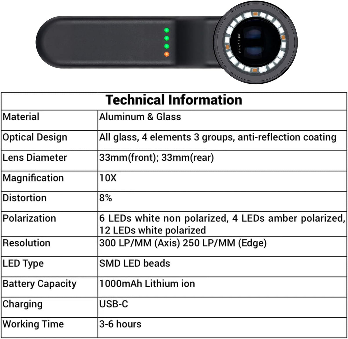 Iboolo DE-4100 dermatoscope side angle showing ergonomic body design