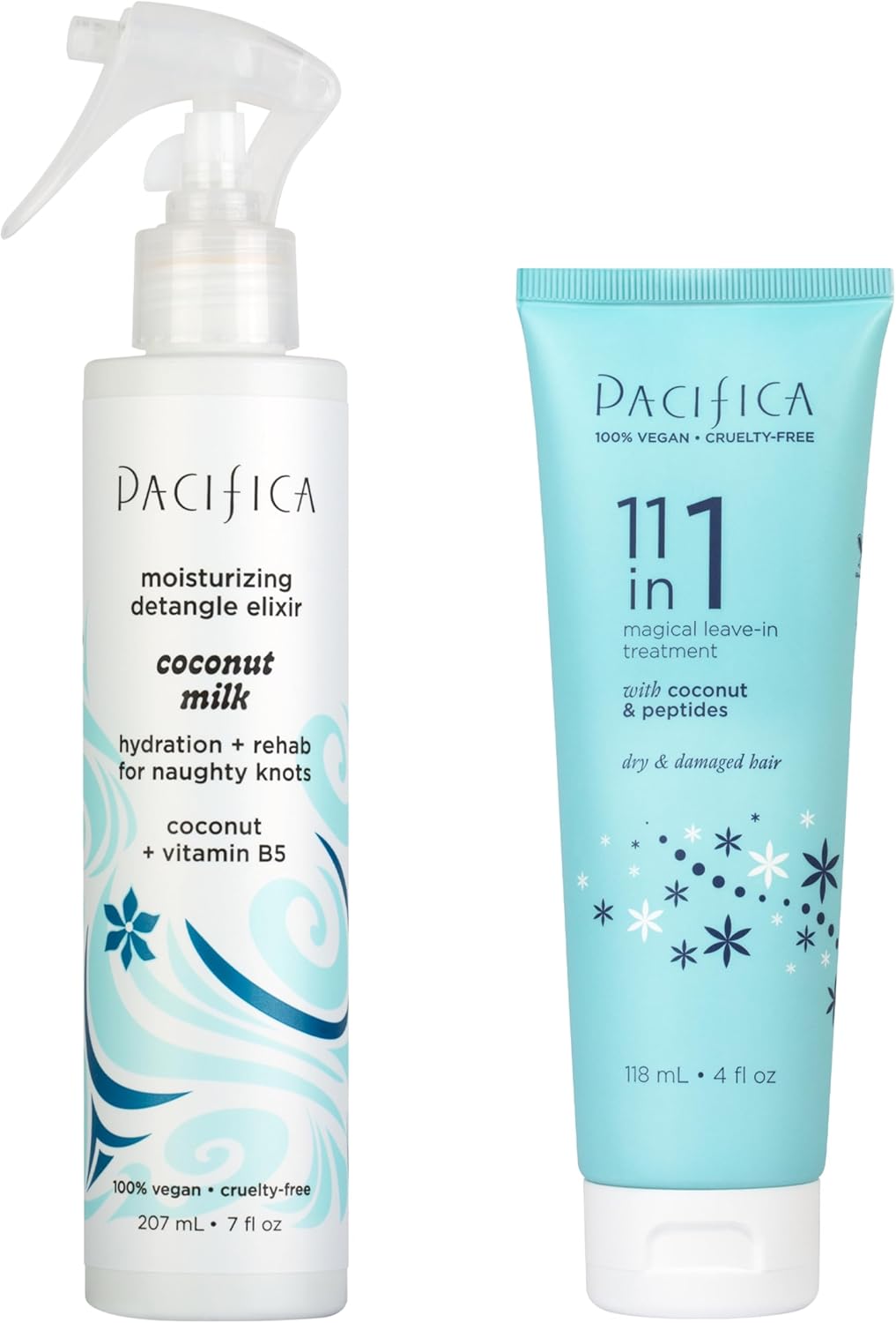 Pacifica Hair Detangler Spray & Leave-In Conditioner Bundle – Tangle-Releasing Hydrating Leave On Conditioning Elixir for Frizz Control, Knotty Hair Repair & Smooth, Shiny Finish Vegan All Hair Types - Image 1