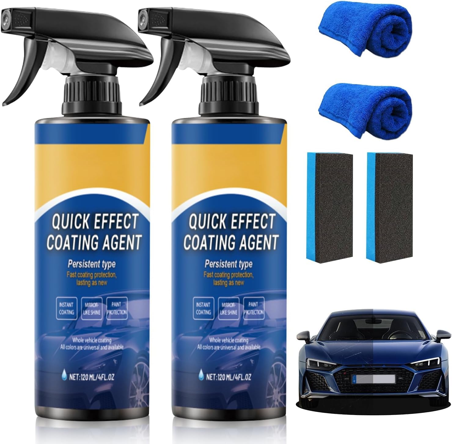 Chitaaksh car coating spray front view showing the twin pack bottles.